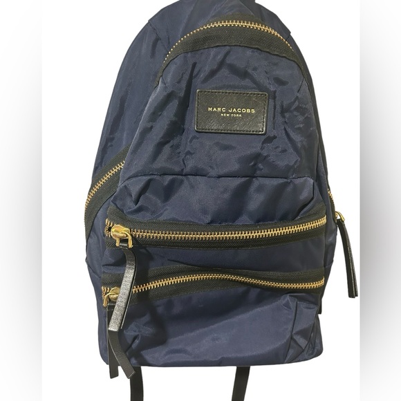 🎒 MARC JACOBS navy blue backpack | gold zippers - Picture 2 of 8